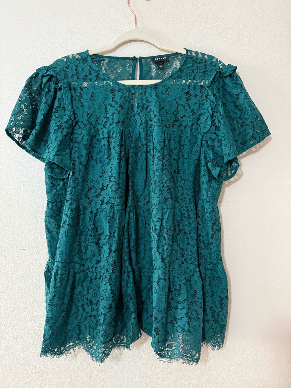 torrid teal lace flutter blouse